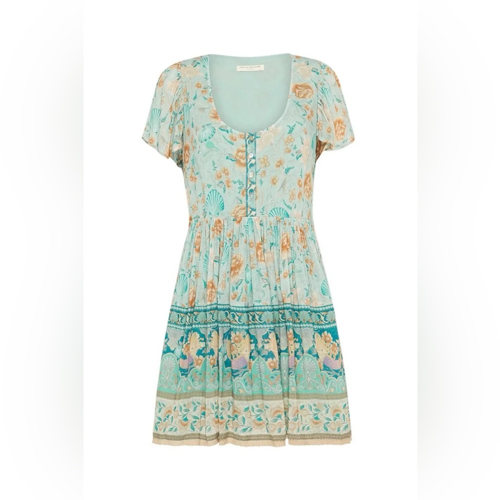 Spell & The Gypsy Collective Seashell Mini Dress in Seafoam